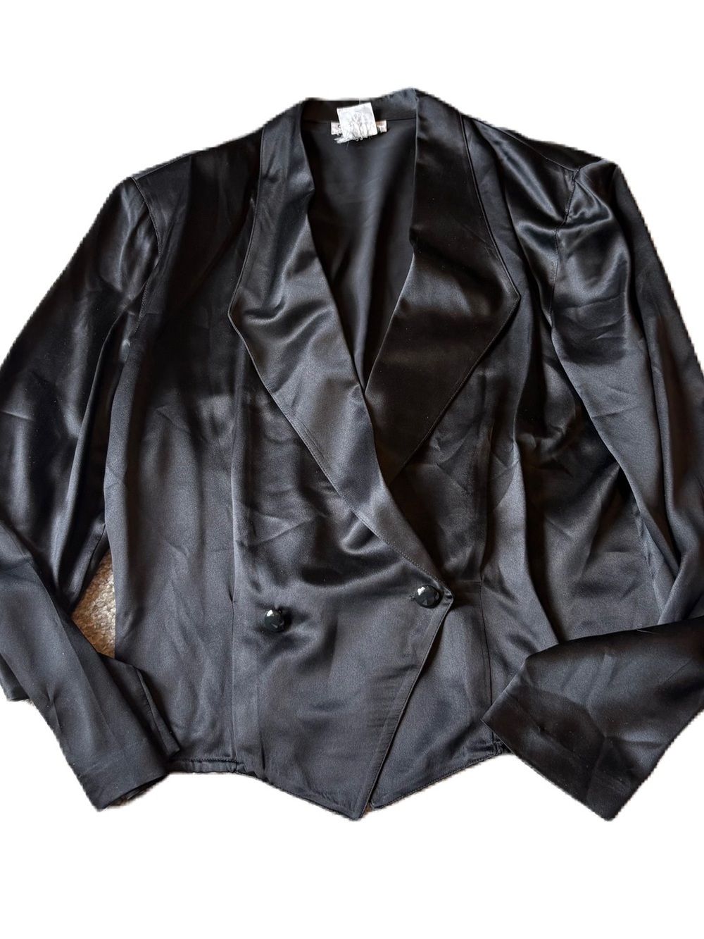 Christian Dior Silk Double-Breasted Blouse Jacket Sz 10 Tuxedo Black Women’s